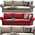 Modern Red Joquer Magnus Sofa 3D model small image 1