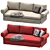 Modern Red Joquer Magnus Sofa 3D model small image 4