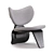 Sleek Hourglass Armchair Molded Glass 3D model small image 1