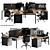 High-Quality Brown Black Office Set 3D model small image 1