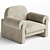  Italian Boucle Ecru Armchair 3D model small image 2