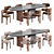 Modern Marble Dining Set Furniture 3D model small image 1