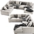 Modern West Elm Chaise Longue 3D model small image 2