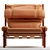 Scandi Modern Leather Lounge Chair 3D model small image 2