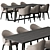 Black Cream Dining Table Set 3D model small image 2