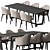 Black Cream Dining Table Set 3D model small image 3