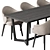 Black Cream Dining Table Set 3D model small image 5