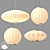 Modern Paper Pendant Lamps Set 3D model small image 1