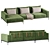 Modern Fabric Sectional Sofa: Tate 3D model small image 2