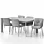 Customizable Modern Annie Chair & Alpha Table Set 3D model small image 4