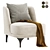 Sleek Amanda Armless Accent Chair 3D model small image 1
