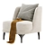 Sleek Amanda Armless Accent Chair 3D model small image 5