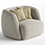 Elegant Troy Armchair Dust Blue 3D model small image 2