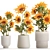 Title: Sunflower Collection in Concrete Planters 3D model small image 4