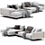 Luxury Poliform Chaise Longue Sofa 3D model small image 2