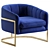 Luxurious Carter Velvet Accent Chair 3D model small image 2