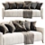 Markful Velvet Grey Sofa 3D model small image 4