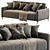 Markful Velvet Grey Sofa 3D model small image 5