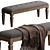 Violet Upholstered Bench in Wood-fabric 3D model small image 1