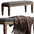 Violet Upholstered Bench in Wood-fabric 3D model small image 3