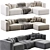 Modular Velvet Sofa with Ottoman 3D model small image 1