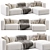 Modular Velvet Sofa with Ottoman 3D model small image 4