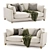 Elegant Paloma 3 Seater Sofa 3D model small image 1
