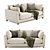 Elegant Paloma 3 Seater Sofa 3D model small image 2