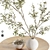 White Vase Set with Pulm Branch 3D model small image 2