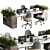 Modern Employee Desk Set 3D model small image 1
