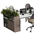 Modern Employee Desk Set 3D model small image 2