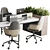 Modern Employee Desk Set 3D model small image 3