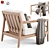 Modern Teak Outdoor Lounge Chair 3D model small image 2