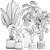 Tropical Plant Set in Concrete Vase and Pot 3D model small image 7