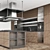 Modern Linear Shape Kitchen Island 3D model small image 2