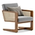 Bellamy Cane Armchair Fabric Wood 3D model small image 1