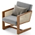 Bellamy Cane Armchair Fabric Wood 3D model small image 4