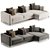 Modern Meridian Large Chaise Sofa 3D model small image 1