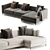 Modern Meridian Large Chaise Sofa 3D model small image 2