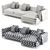 Modern Meridian Large Chaise Sofa 3D model small image 4