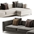 Modern Meridian Large Chaise Sofa 3D model small image 6