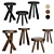 Meribel Stool Set, Various Colors 3D model small image 2