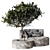 Stylish Outdoor Concrete Sofa with Tree 3D model small image 3