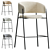 Velvet Taupe Bar Stool Set 3D model small image 1