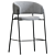 Velvet Taupe Bar Stool Set 3D model small image 3