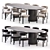  Modern Dining Set with Chair & Table 3D model small image 1