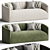 Luxurious Kent Green Velvet Sofa 3D model small image 1