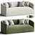 Luxurious Kent Green Velvet Sofa 3D model small image 2