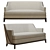 Art Deco Wood Fabric Sofa 3D model small image 1
