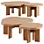 Vintage Farmhouse Oak Coffee Tables 3D model small image 1